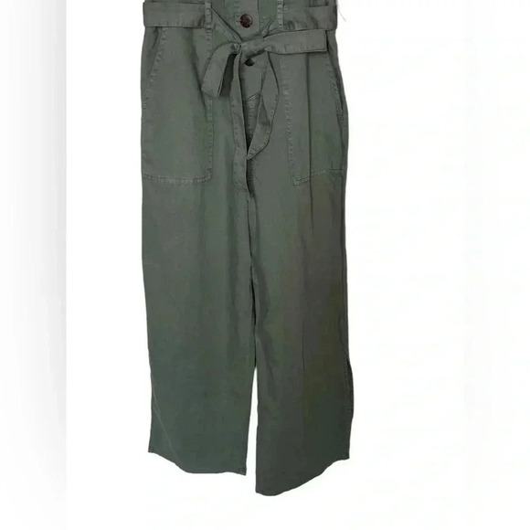 OAT New York Womens XS Smocked Sleeveless Belted Jumpsuit One Piece Olive Green - Picture 5 of 11